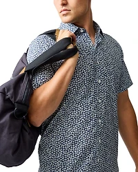 Printed Short Sleeve Button Front Shirt