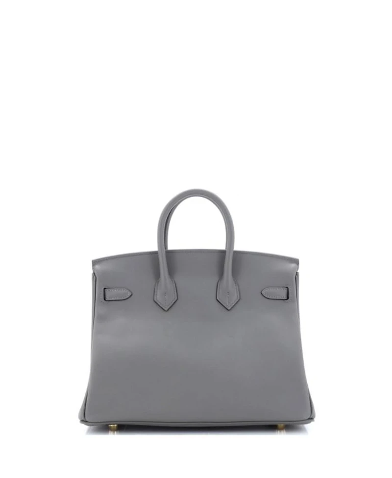 Pre-Owned Hermes Birkin 25 Handbag Grey Swift with Gold Hardware