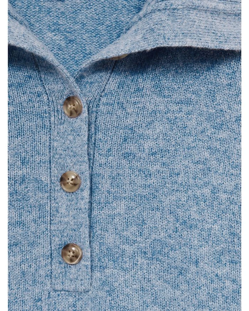 Ava Wool Blend Open Neck Button Knit Sweater