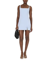 Whisper Bow Trim Slit Mini Dress