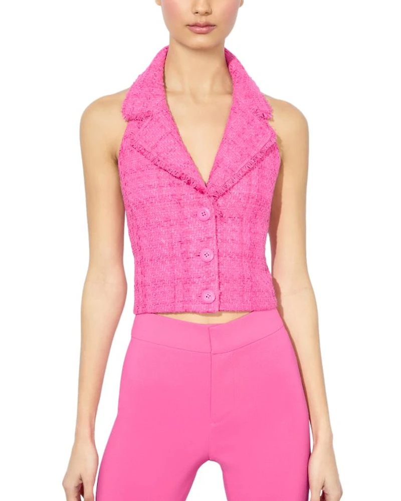 Meri Tweed Cropped Halter Top