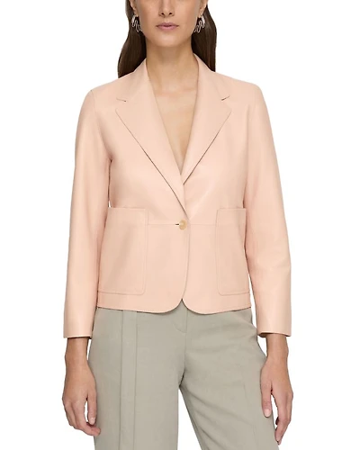 Leather Cropped Boyfriend Blazer