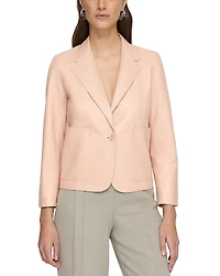 Lafayette 148 New York Leather Cropped Boyfriend Blazer