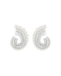 Swarovski Ariana Grande Imitation Pearl & Crystal Baguette Spiral Hoop Earrings