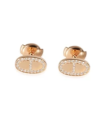 Pre-Owned HERMES Chaine d'Ancre 18k Rose Gold Stud Earring