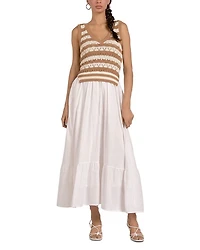 Mixed Media Knit Midi Dress