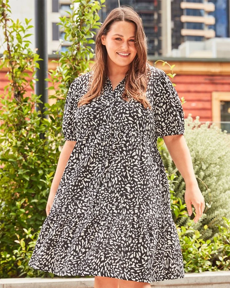 Abstract Spot Mini Shirt Dress
