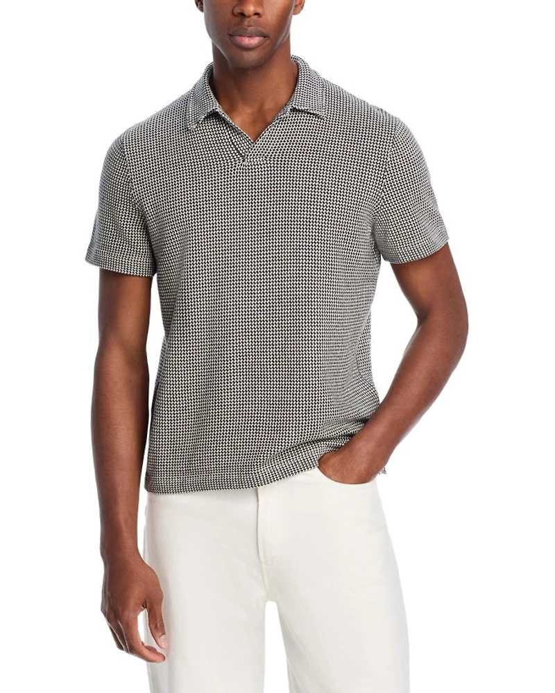 Houndstooth Cotton Knit Polo Shirt - Exclusive
