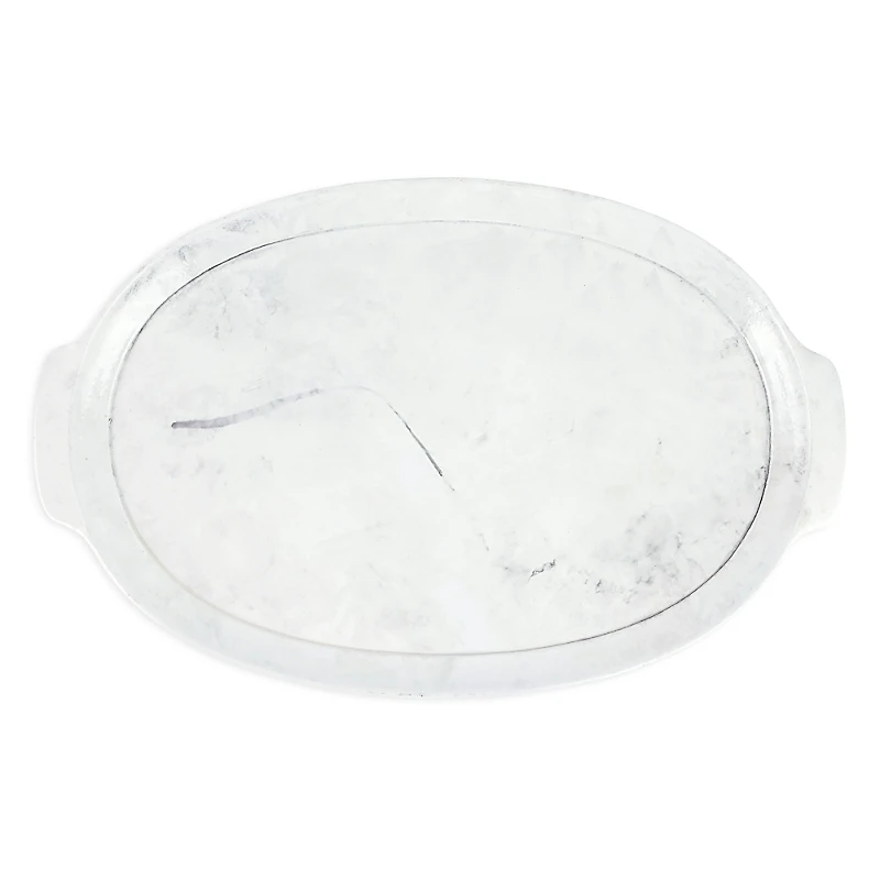 Vietri Florentine Wooden Accessories Marble Look Handled Medium Oval Tray