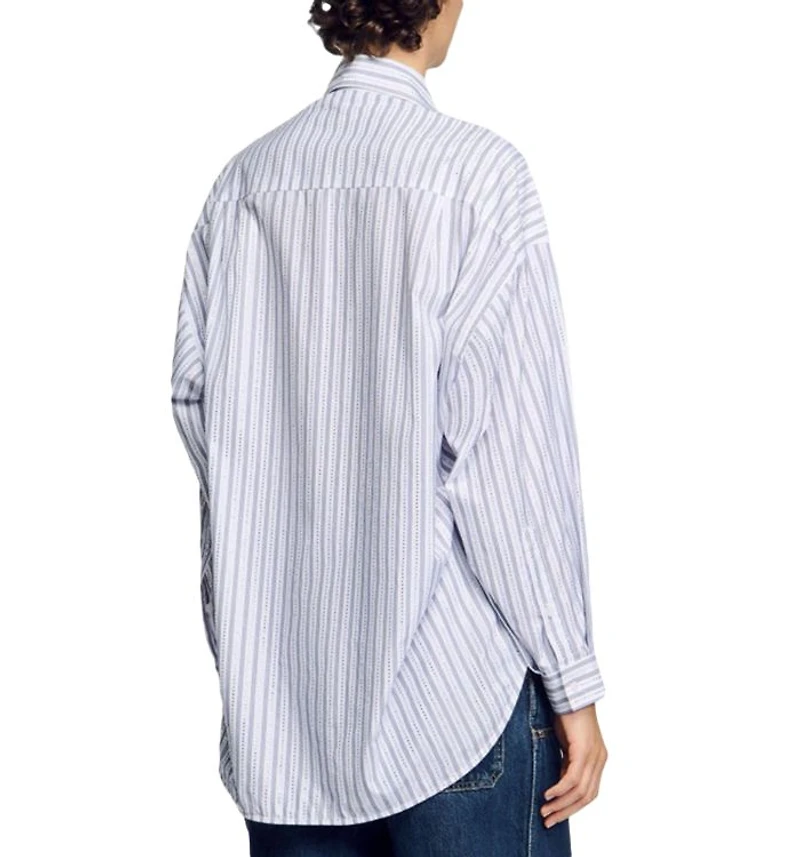 Striped Rhinestone Trim Shirt