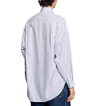 Striped Rhinestone Trim Shirt