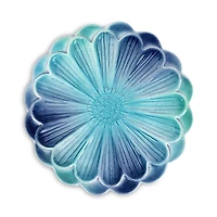 Vietri Lisbon Cobalt and Aqua Flower Cocktail Plate