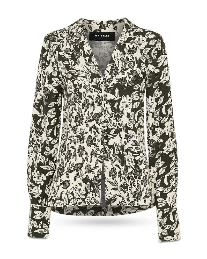 Cut Stems Button Down Blouse