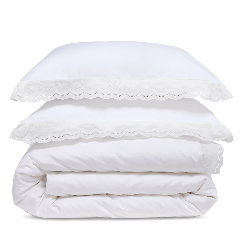 Aqua Lace Egyptian Cotton Duvet Set, Twin - Exclusive