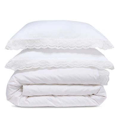 Aqua Lace Egyptian Cotton Duvet Set, Twin - Exclusive