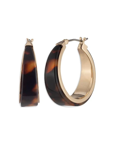 Faux Tortoise Hoop Earrings, 1.4" diameter