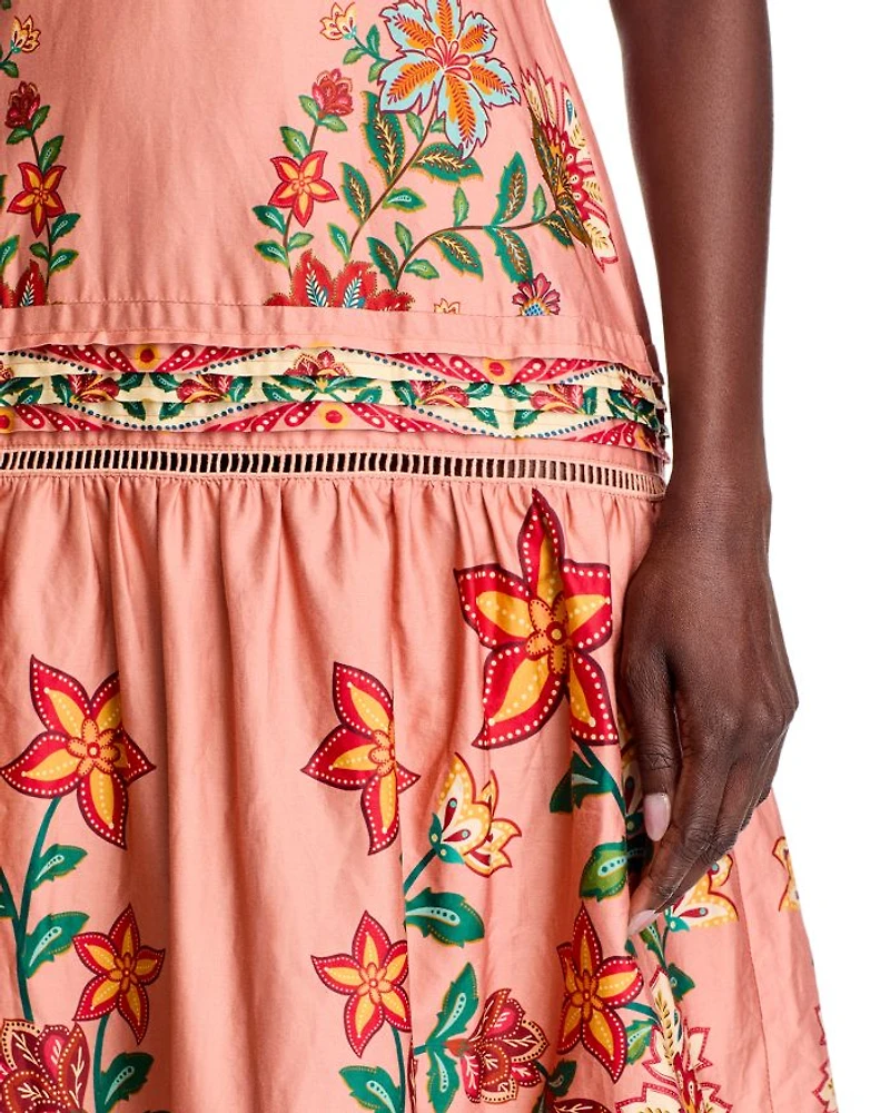 Pink Garden Delight Short Sleeve Maxi Dress