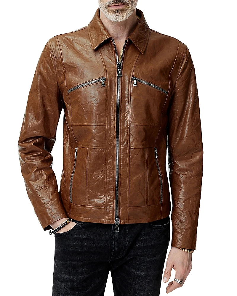 John Varvatos Seamed Leather Jacket