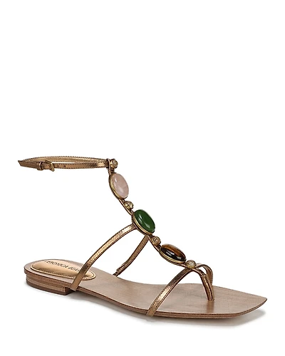 Veronica Beard Alba Stone Trim Thong Sandals