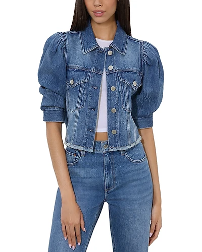 Alice and Olivia Lana Puff Sleeve Denim Jacket