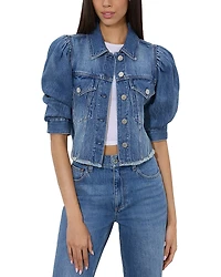 Alice and Olivia Lana Puff Sleeve Denim Jacket