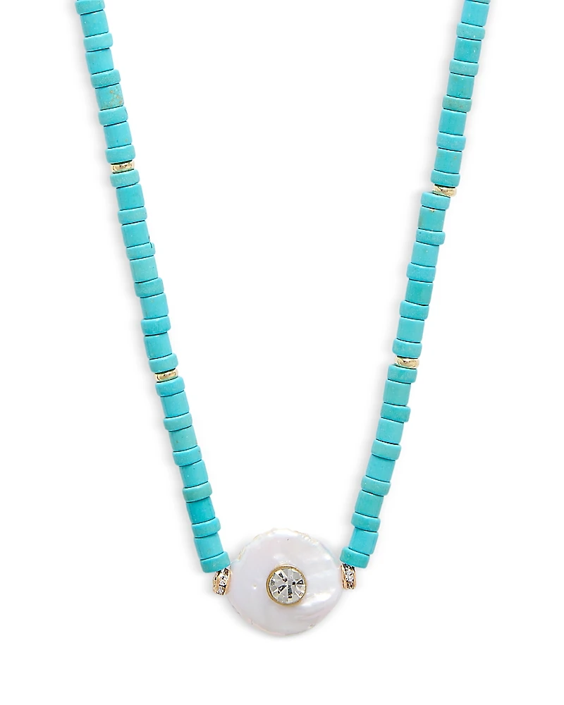 Aqua Blue Bead Evil Eye Pendant Necklace, 16-19 - Exclusive