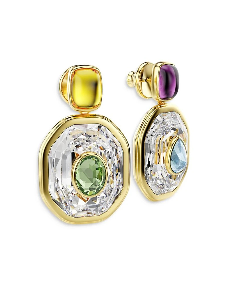 Chroma Octagon Crystal Asymmetrical Drop Earrings