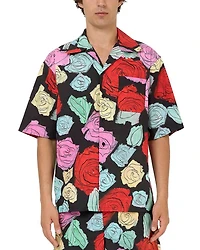 Printed Short Sleeve Button Front Camp Shirt