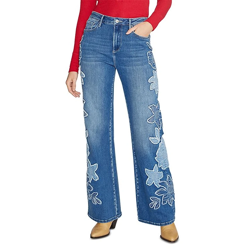 Charlee x Denim Patch Wide Legs Jeans Medium Wash