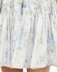 Smocked Contrast Organza Tie Mini Dress