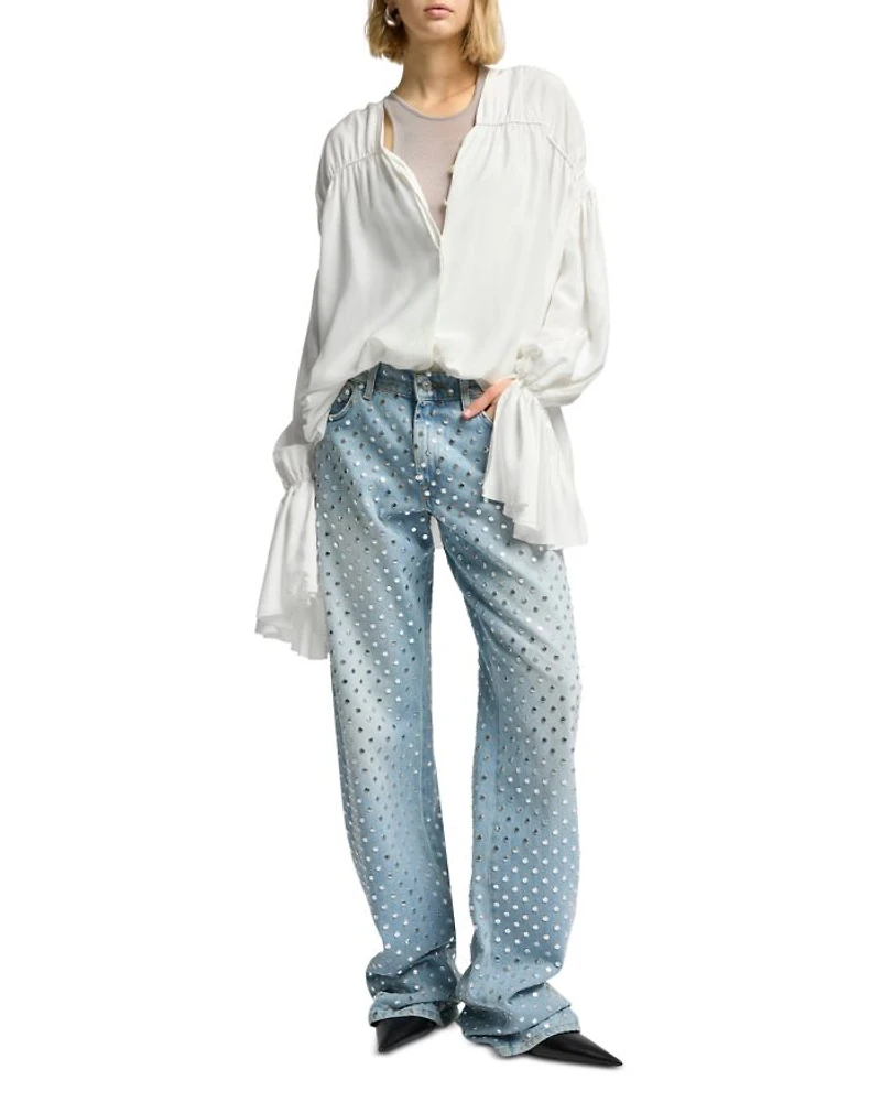Straight Trouser High Rise Jeans Bleach