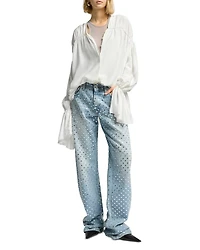 Straight Trouser High Rise Jeans Bleach