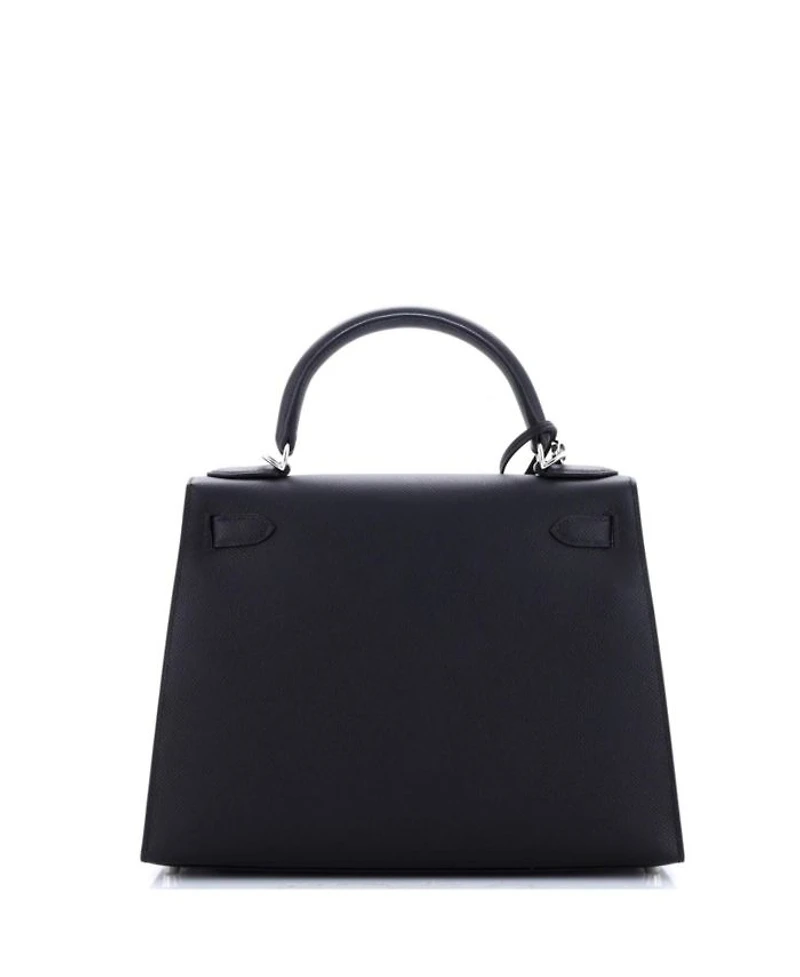 Kelly 28 Handbag Black Epsom with Palladium Hardware
