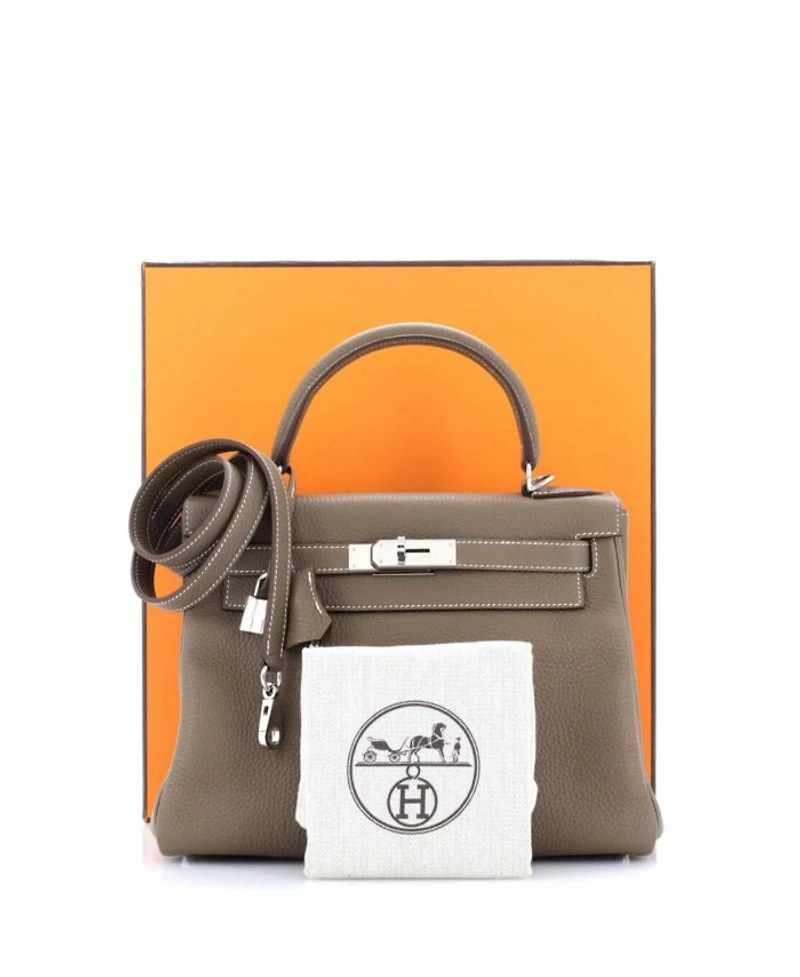Kelly 28 Handbag Grey Togo with Palladium Hardware