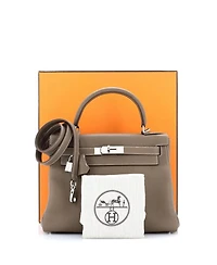 Kelly 28 Handbag Grey Togo with Palladium Hardware