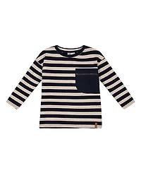Deux par Deux Boys' Striped Rib T-Shirt - Little Kid