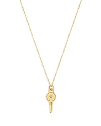 14K Yellow Gold Medallions Diamond Accent Key Pendant Necklace, 18"