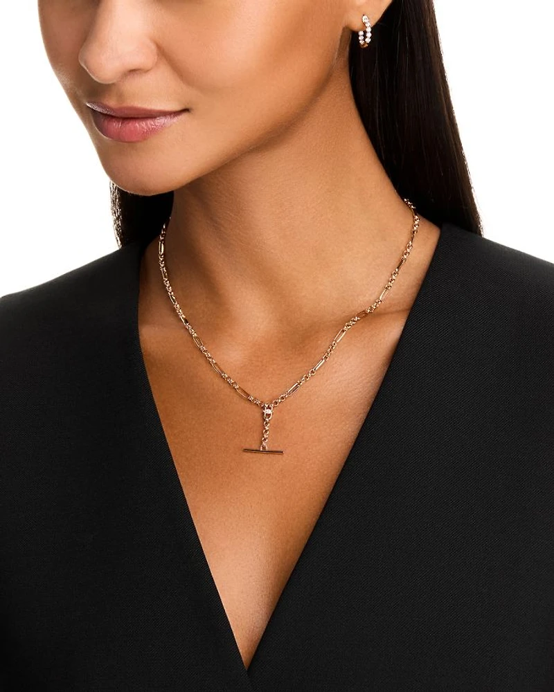 14K Yellow Gold Marquis Diamonds Toggle Lariat Necklace, 16-18"
