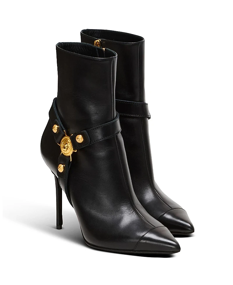 Balmain Women's Heeled Calfskin Eva Ankle Boots