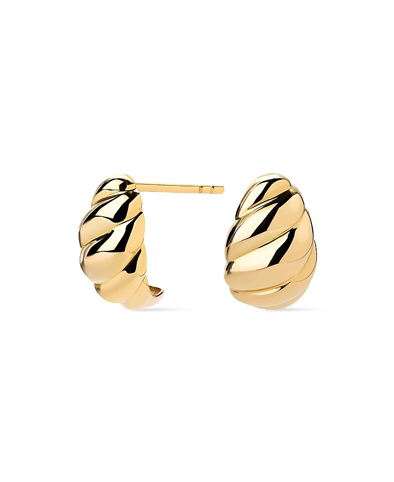 Ana Luisa Solid Yellow Gold Rope Huggie Studs