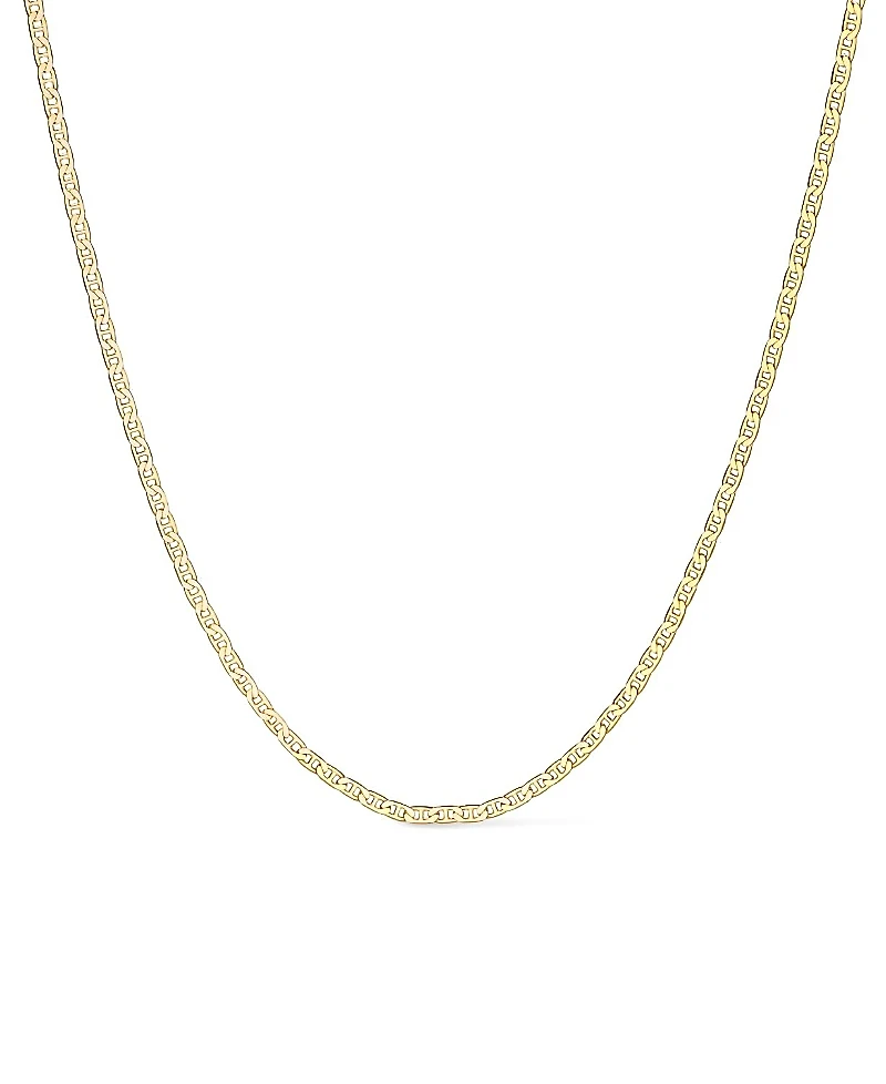 Ana Luisa Solid Yellow Gold Flat Mariner Chain Necklace