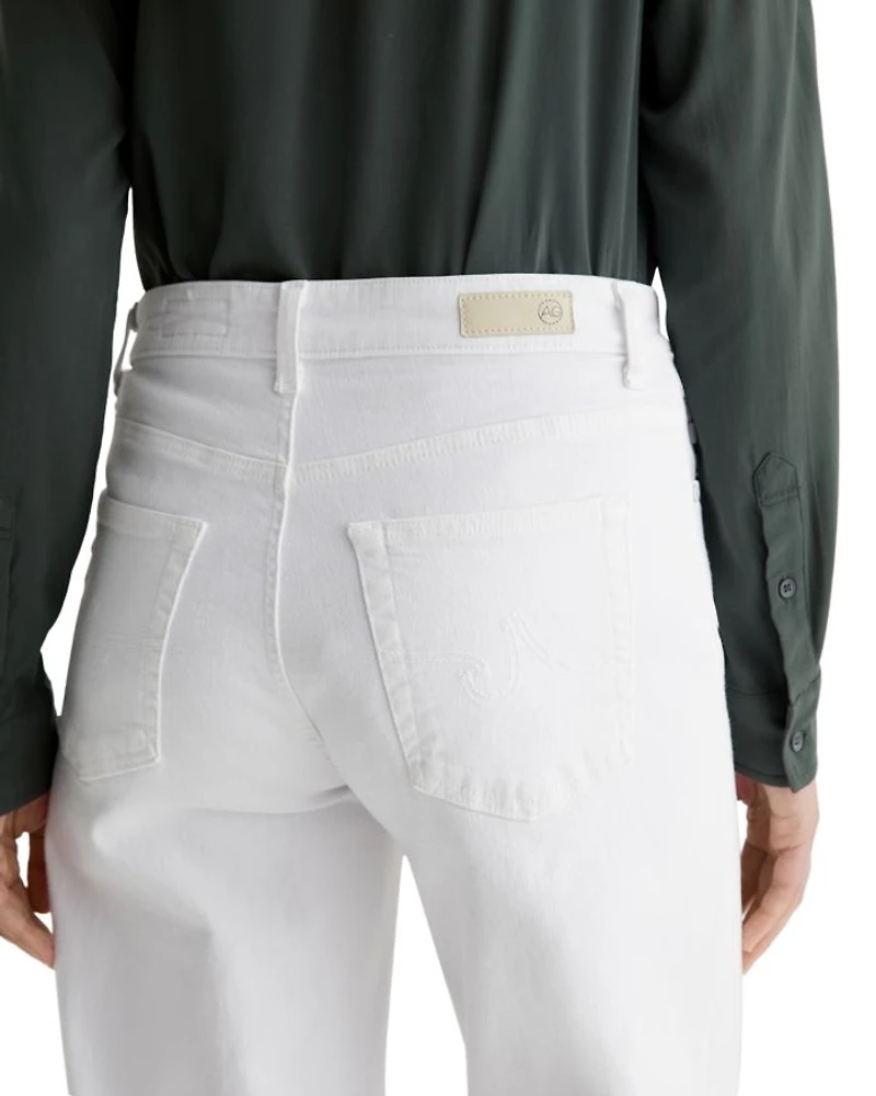 Saige Mid Rise Wide Leg Cropped Jeans Gallery White