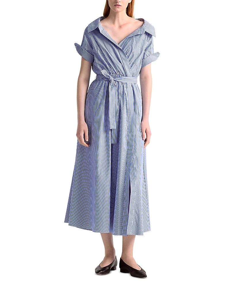 Altuzarra Lydia Striped Tie Waist Midi Dress