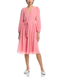Kobi Halperin Tatum Pintucked V Neck Midi Dress