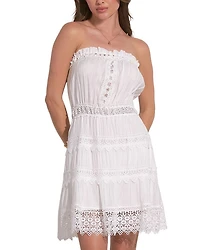 Strapless Crochet Trim Dress