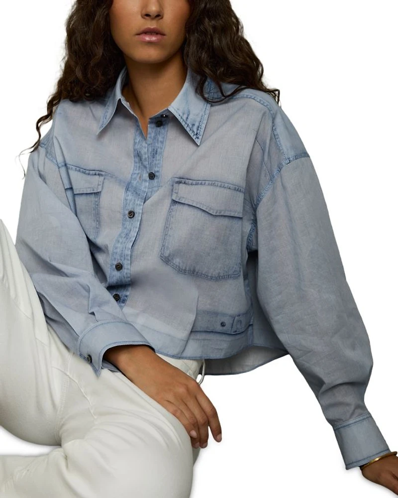 Denim Print Button Up Shirt