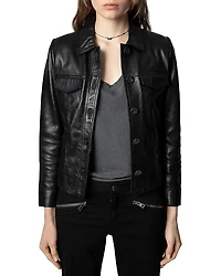 Zadig & Voltaire Liam Leather Button-Up Jacket