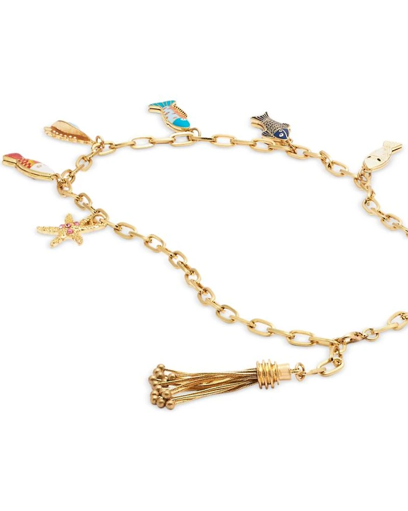 Mixed Fish Charm Necklace in Gold Tone, 20" - Exclusive