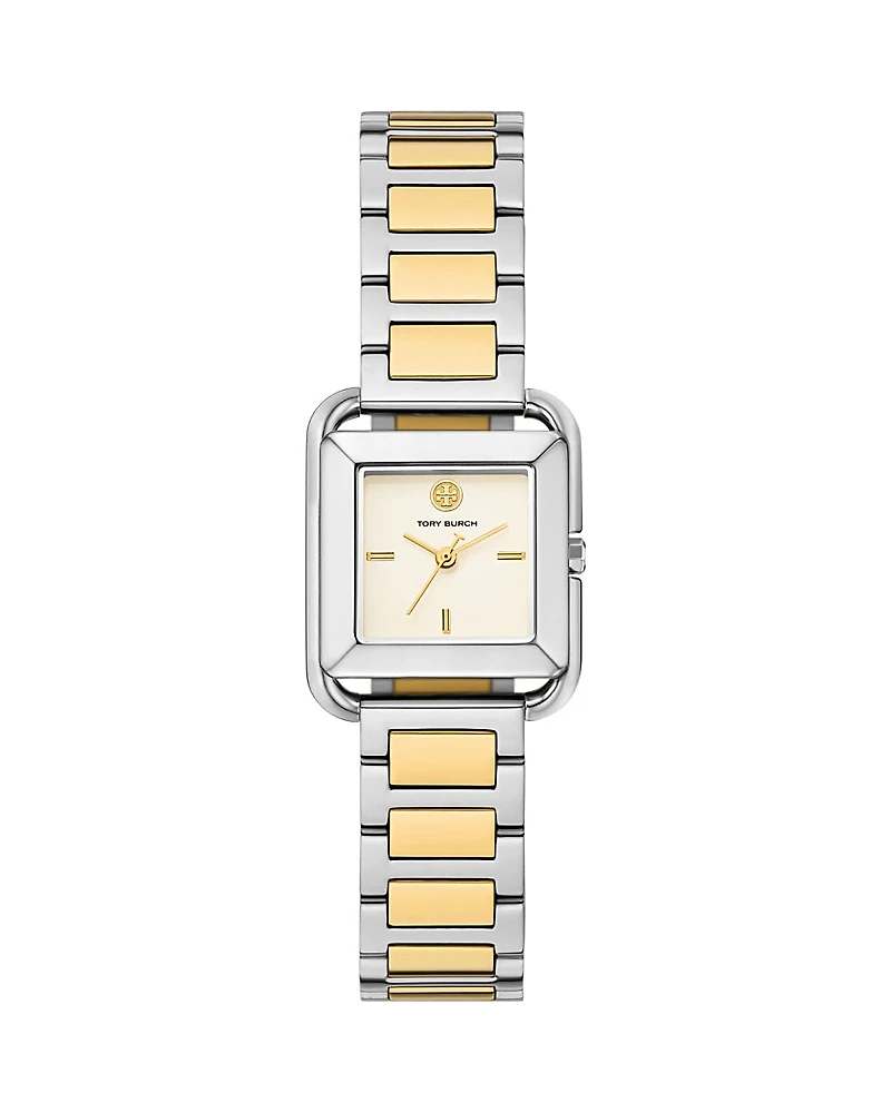 Tory Burch The Kira Square Three Hand Stainless Steel Watch, 24mm x 24mm