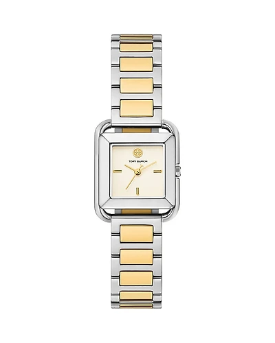 Tory Burch The Kira Square Three Hand Stainless Steel Watch, 24mm x 24mm